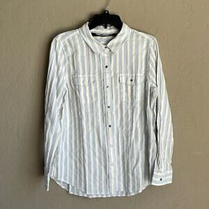 Karl Lagerfeld blue and cream‎ button down stripe blouse